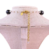 Joan Rivers Womens Black & Clear Lucite Beaded Long Necklace Gold Tone