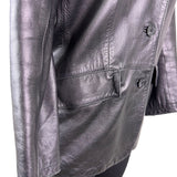 Versari Womens Black Leather Blazer Jacket Made In Italy Size 42