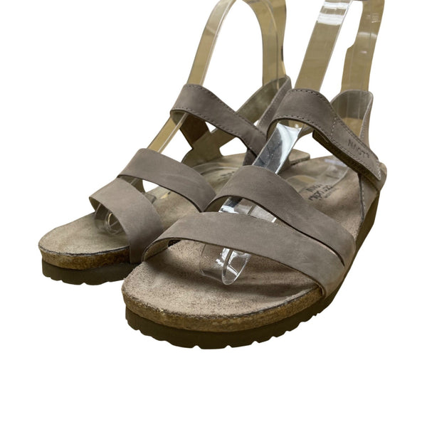 Naot Women’s Taupe Leather Strappy Cork Footbed Ankle Strap Sandals Size 10