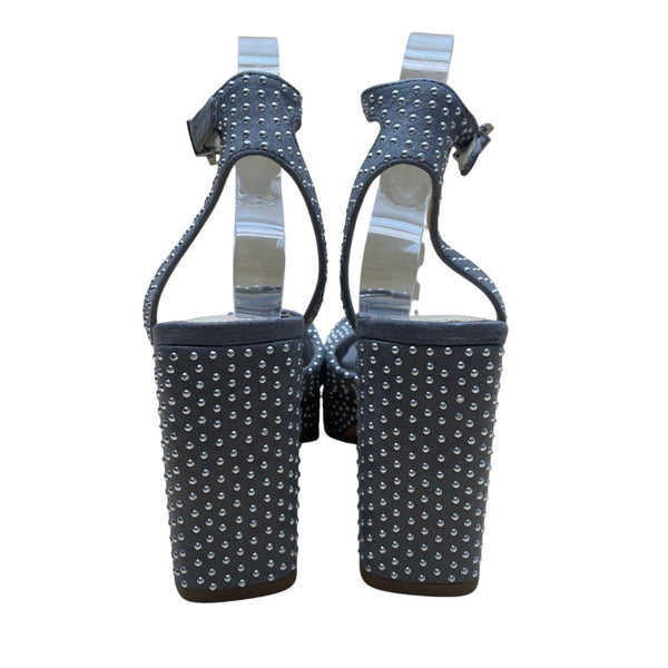 Vince Camuto Women’s Gray Studded Ankle Strap Platform Heels Size 7.5
