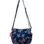 Vera Bradley Womens Navy Quilted Floral Adjustable Strap On-The-Go Crossbody Bag