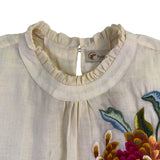 Hoa Đất Women Cotton Floral Embroidered Blouse Ruffle Collar Long Sleeves