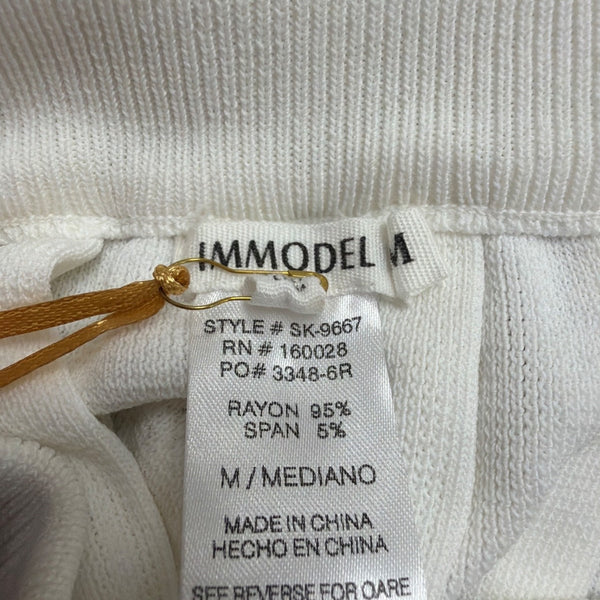 Immodel By Irina Womens White Pleated Skirt Stretch Waist All Seasons Sz  M