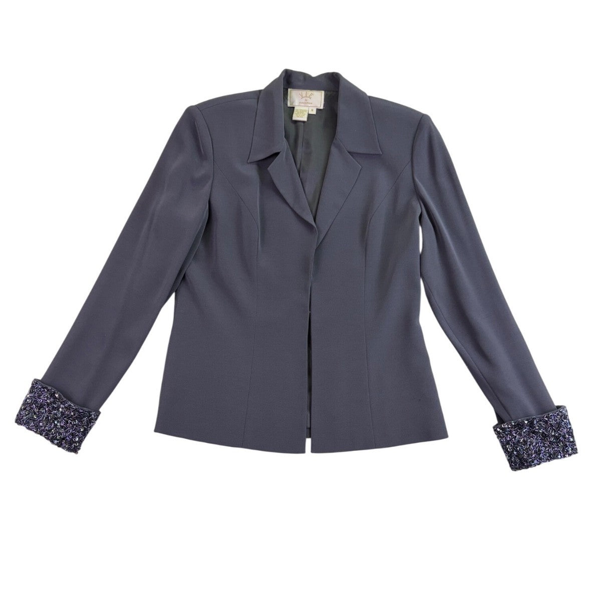 Vie By Victoria Royal Womens Gray Sequin Top & Blazer Formal Dress Set Sz 8