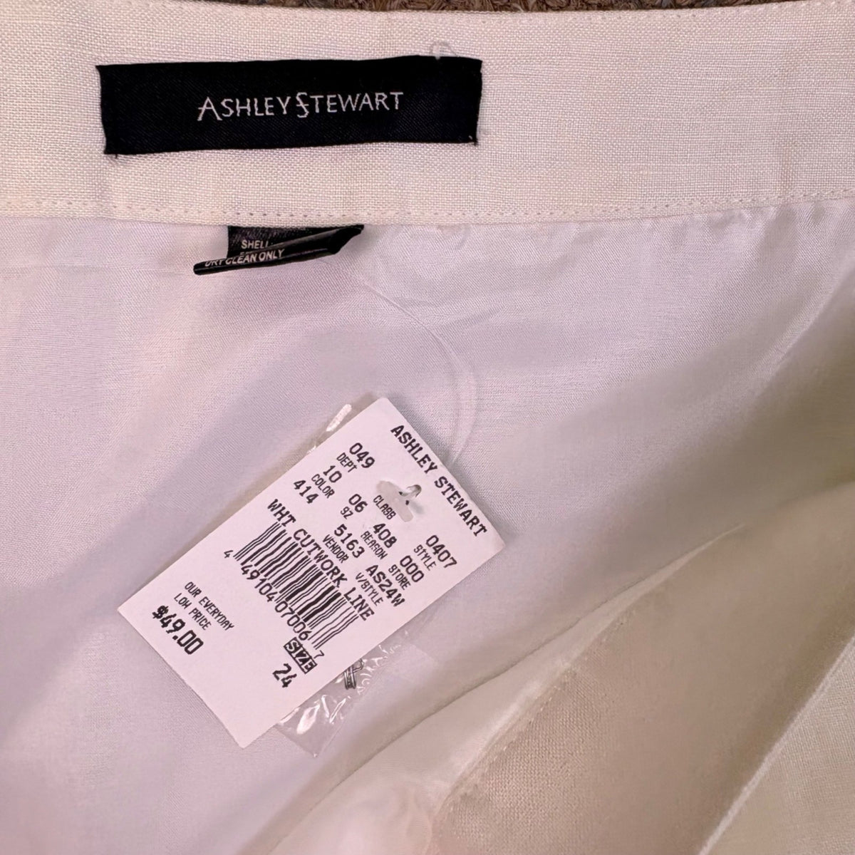 Ashley Stewart Womens White Linen & Rayon Cutwork Pencil Skirt Size 24W
