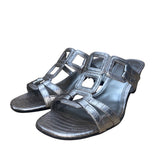 Kelly & Katie Women’s Silver Strappy Croc Open Toe  Block Heel Sandals Size 7.5