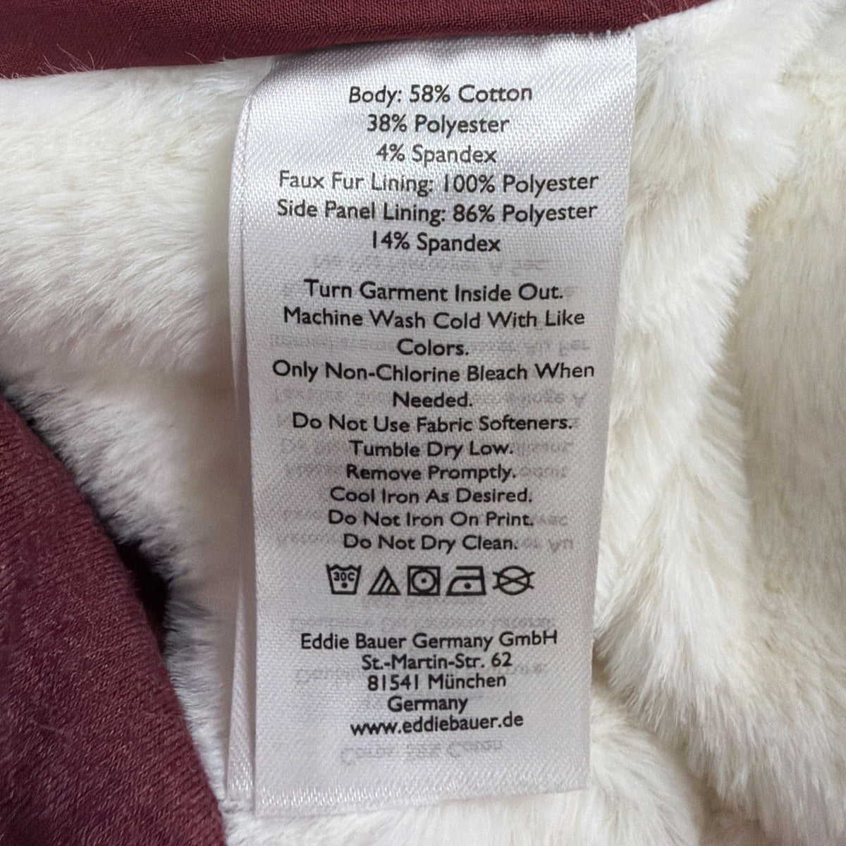 Eddie Bauer Womens Red Hooded Full-Zip Jacket Faux Fur Lining Size XL