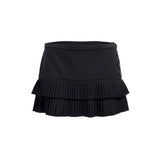 BCBGMaxAzria Womens Black Pleated Button Accent Tiered Mini Skirt Size 10
