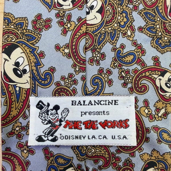 Balancine Mens Blue 100% Silk Disney Mickey Mouse Paisley Tie The Tie Works