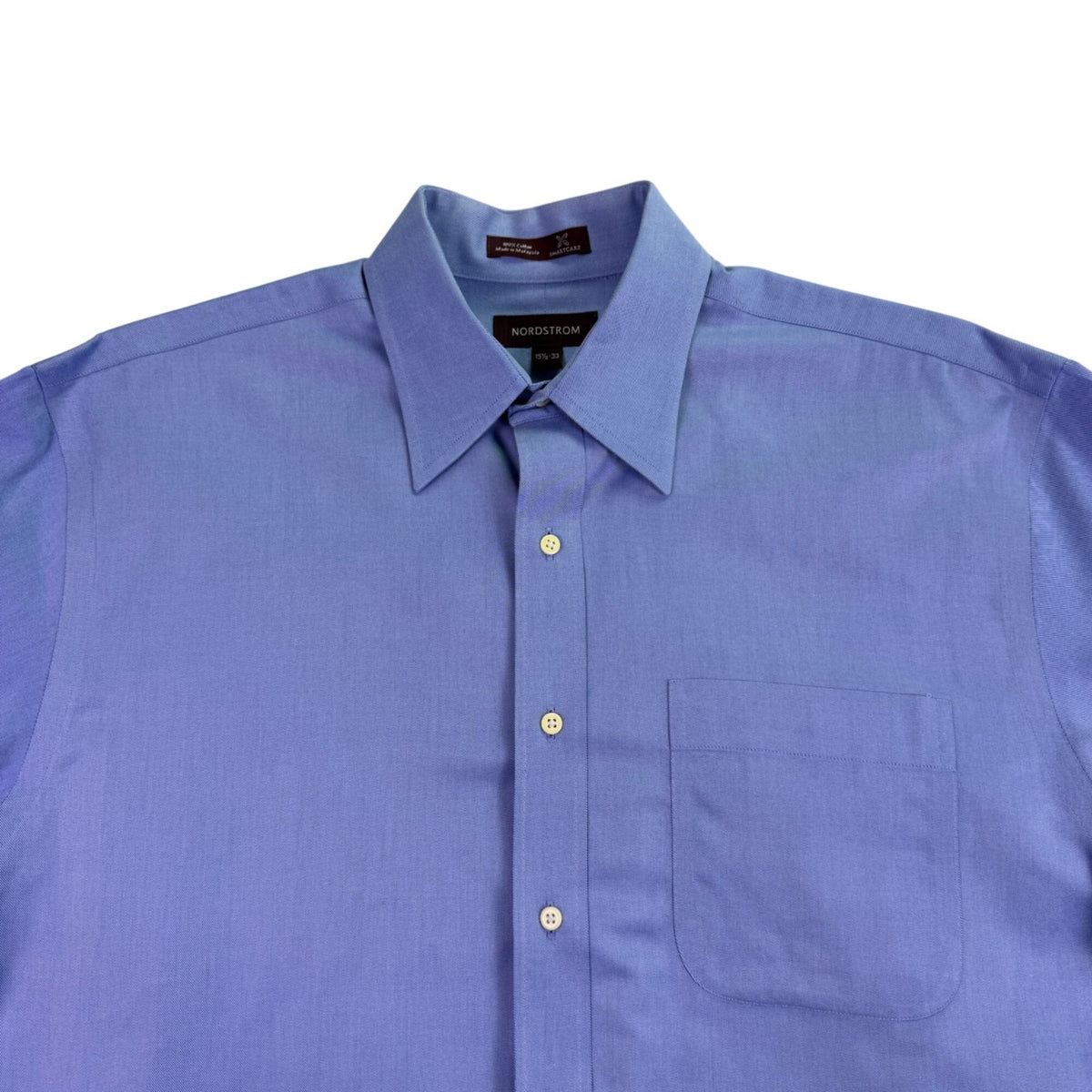 Nordstrom Mens Blue Cotton Long Sleeve Button-Up Shirt Size 15 1/2-33 Slim Fit