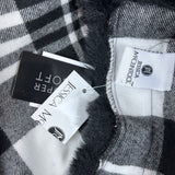 Women One SIze Faux Fur Jessica McClintock Black and White Plaid Shawl - New
