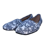 Bandolino Women’s Blue & White Leather Paisley Print Flat Loafers Size 8M