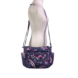 Vera Bradley Women’s Gray Quilted Floral Adjustable Strap Crossbody Bag