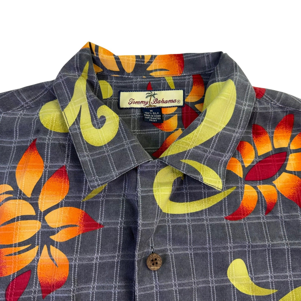 Tommy Bahama Mens Multicolor Silk Floral Hawaiian Shirt Casual Button-Down Sz M