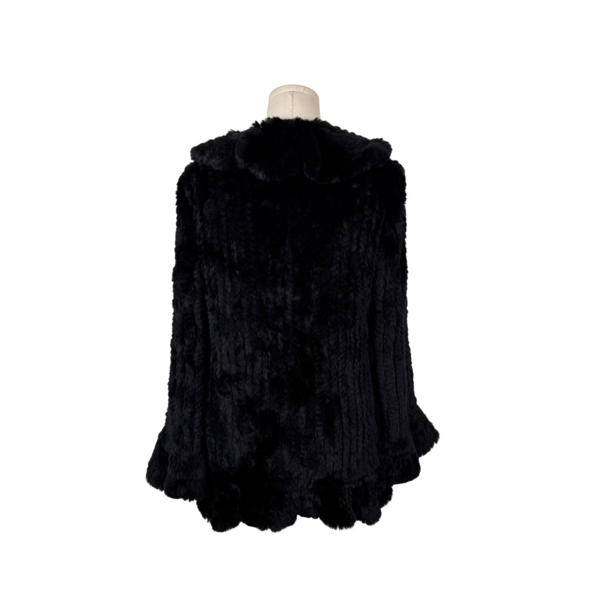 Jocelyn Womens Black Dyed Rabbit Fur Ruffle Open-Front Jacket Sz M