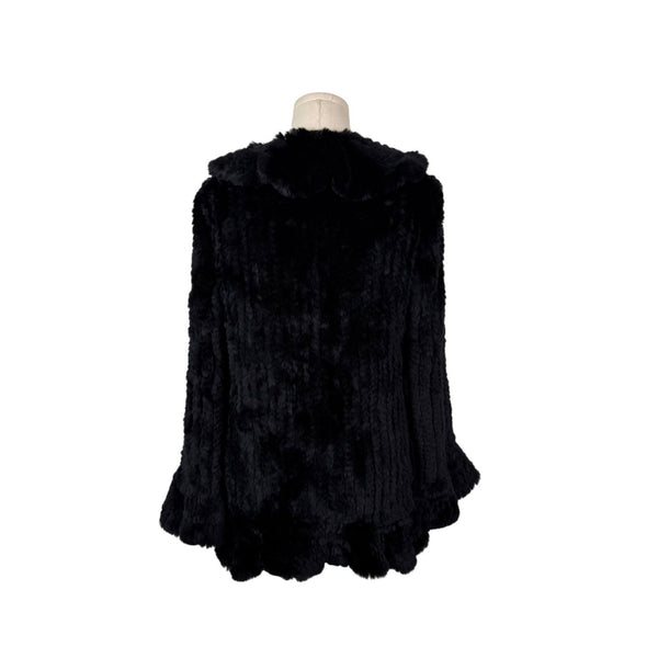 Jocelyn Womens Black Dyed Rabbit Fur Ruffle Open-Front Jacket Sz M