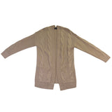 Merokeety Womens Beige Cable Knit Cardigan Sweater Open Front Pockets Size M