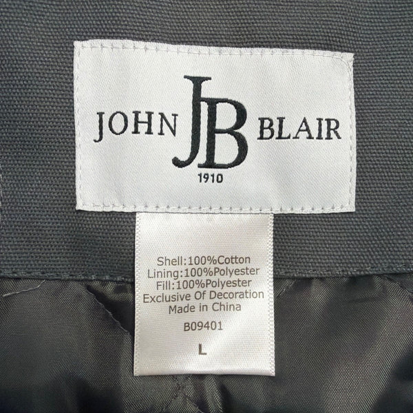 John Blair Mens Grey Vest With Corduroy Collar Durable Warm Style Sz L