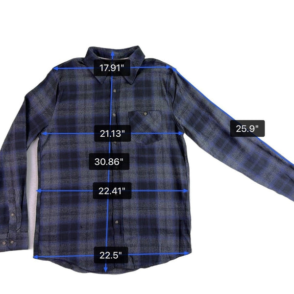 Eight Bells Mens Navy Blue Cotton Plaid Button-Up Long Sleeve Shirt Size L