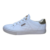 Guess Women’s White Quilted With Gold Accents Lace-Up Loven Sneakers Size 10M