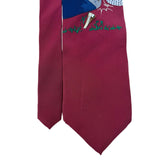 Vichy Davis Mens Burgundy 100% Silk Novelty Golf Print Tie Made In USA