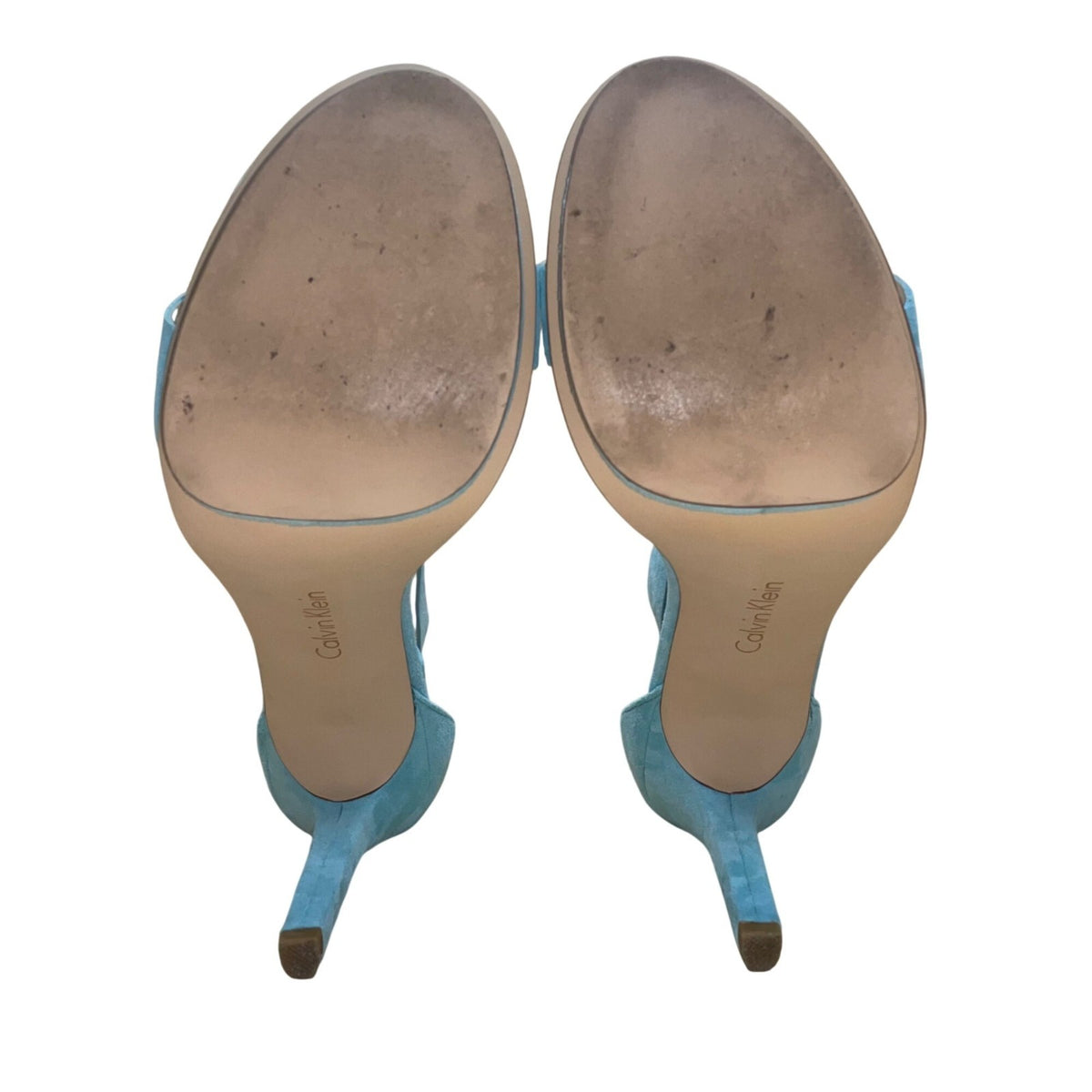 Calvin Klein Women’s Teal Suede Vivian Heeled Sandals Size 9.5M
