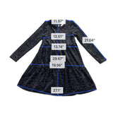 Btween Girls Black Glitter Long-Sleeve Tiered Dress Metallic Size 10
