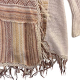 Free People Womens Beige Fringe Knit Cardigan Sweater Long Sleeve Size XS