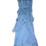 Adrianna Papell Womens Blue Beaded Sheer Sleeve Evening Gown Size 8