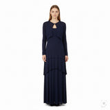 Frivole Womens Navy Two-Piece Set With Long-Sleeve Jacket & Maxi Dress Size 6