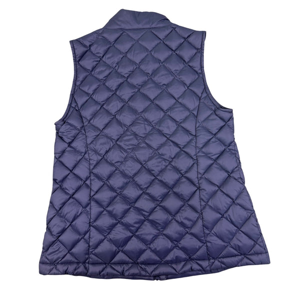 J.Jill Womens Navy Down Quilted Puffer Vest Petite Lightweight Collar Sz XS