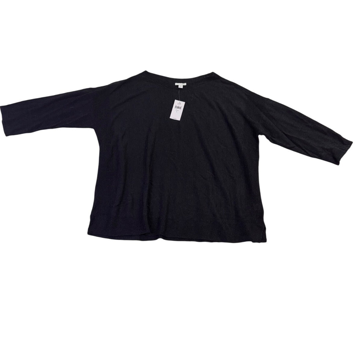 J. Jill Womens Black Linen-Blend 3/4 Sleeve Relaxed Fit Top Size L