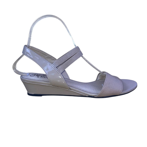Life Stride Women’s Beige Patent Wide Strap Wedge Sandals 7.5M