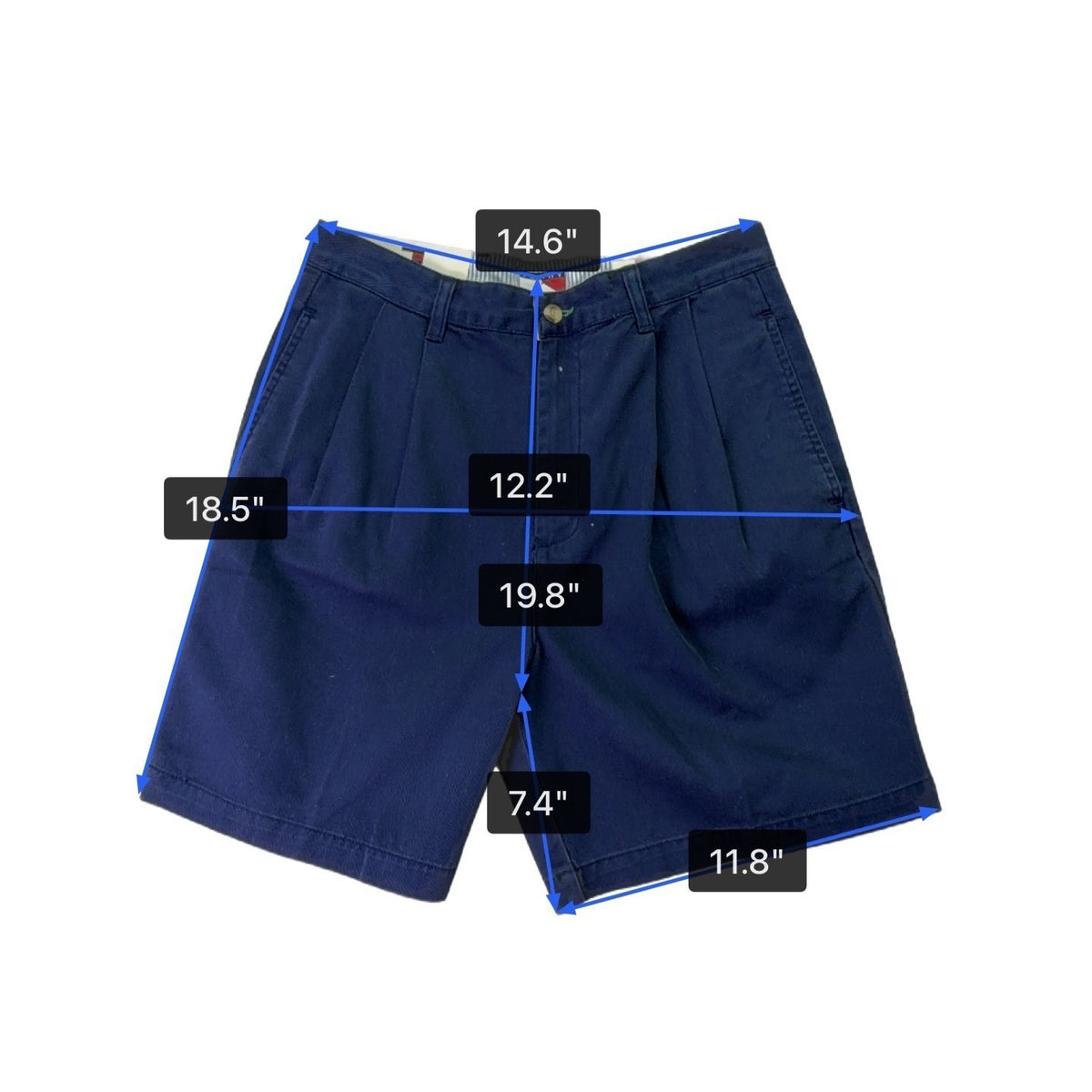 Tommy Hilfiger Mens Navy Cotton Shorts Relaxed Pleated Fit Casual Style Size 31