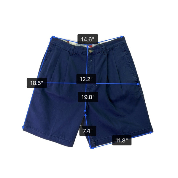 Tommy Hilfiger Mens Navy Cotton Shorts Relaxed Pleated Fit Casual Style Size 31
