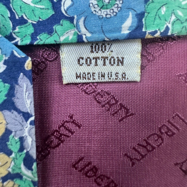 Liberty Mens Blue Floral 100% Cotton Neck Tie Adjustable Made In USA