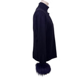 Escada Purple Frostfox Fur Cuff Glitter Set Turtleneck Vest Cardigan Sz 40