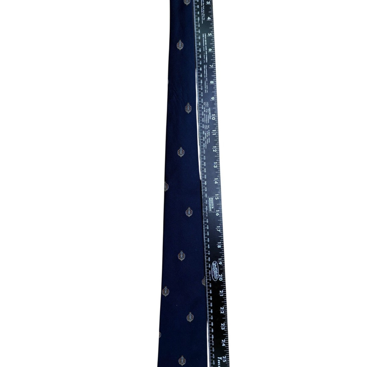 Johnsons Inc Mens Navy Polyester Embroidered Neck Tie Crest Pattern