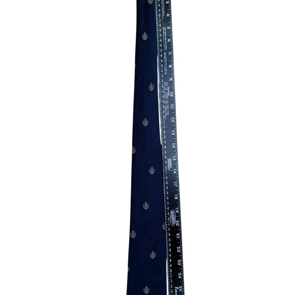 Johnsons Inc Mens Navy Polyester Embroidered Neck Tie Crest Pattern