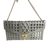 Women's Silver & Gold Chain Strap Studded Shoulder Clutch