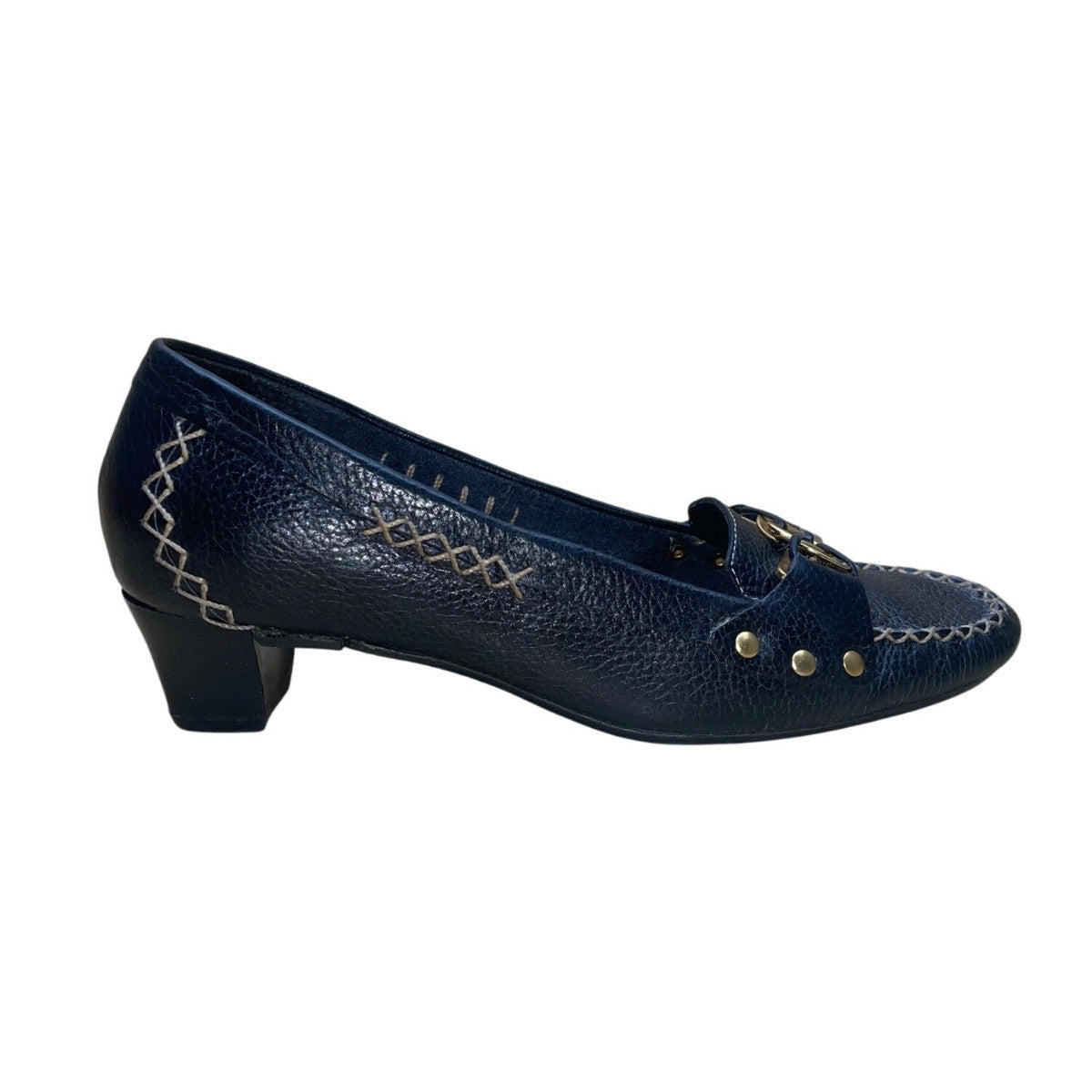 Talbots Women’s Black Leather Gold Chain Slip-On Primo5 Heeled Loafers Size 6M