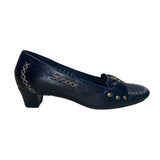 Talbots Women’s Black Leather Gold Chain Slip-On Primo5 Heeled Loafers Size 6M