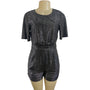 19 Cooper Women's Black and Silver Short Pants and Sleeve Jumpsuit Sz XS