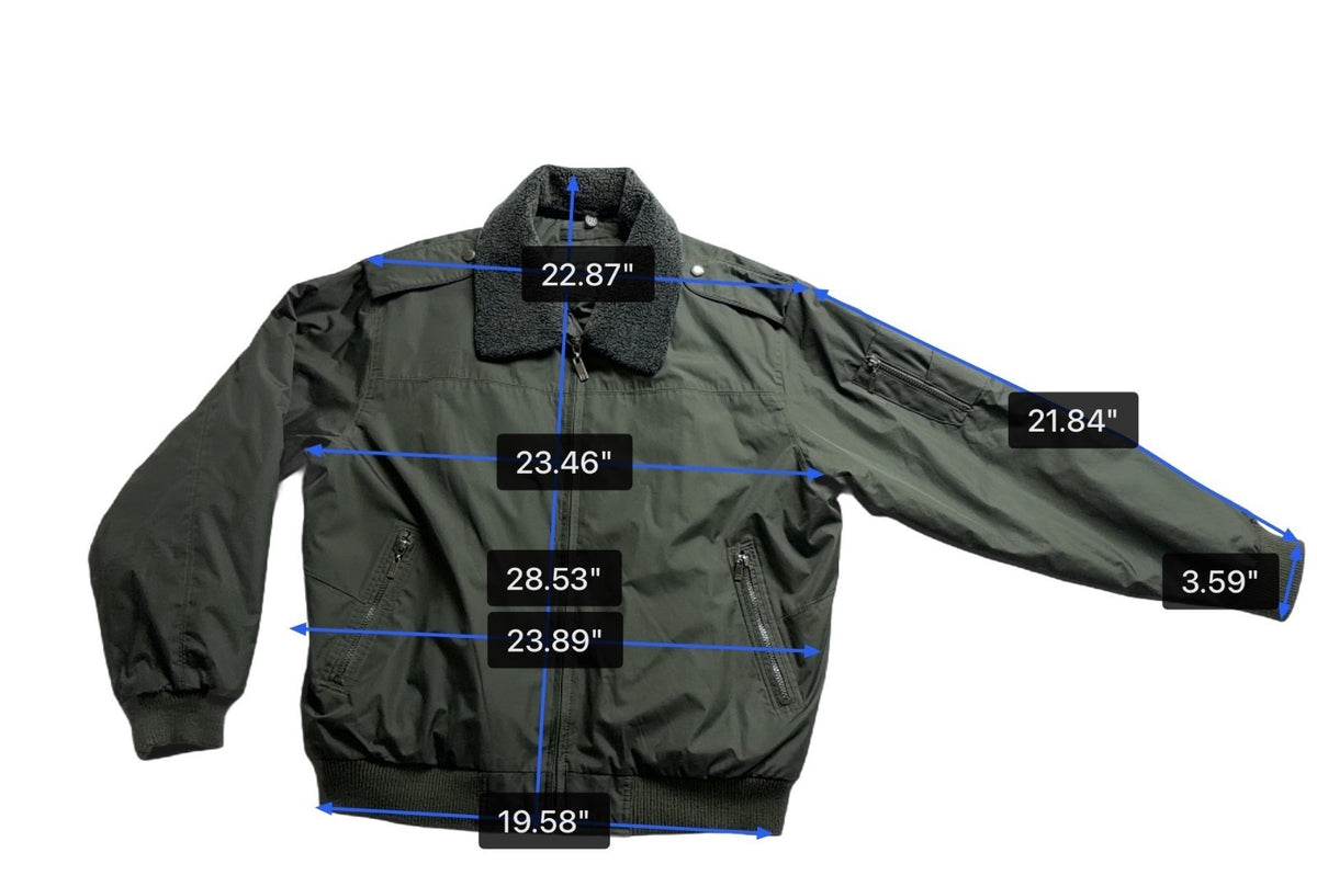 Perry Ellis Portfolio Mens Green Polyester Bomber Jacket Sherpa-Lined Collar Siz