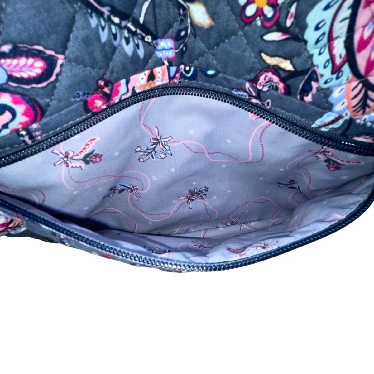 Vera Bradley Women’s Gray Quilted Floral Adjustable Strap Crossbody Bag
