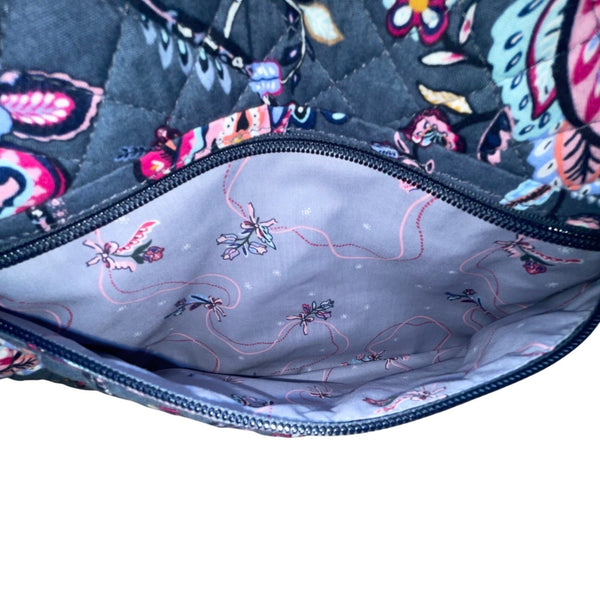 Vera Bradley Women’s Gray Quilted Floral Adjustable Strap Crossbody Bag