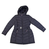 Tommy Hilfiger Womens Black Hooded Puffer Coat Water Resistant Belted Size XL