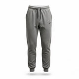 Nike Mens Grey Cotton Joggers With Black Logo & Elastic Cuffs Comfortable Fit
