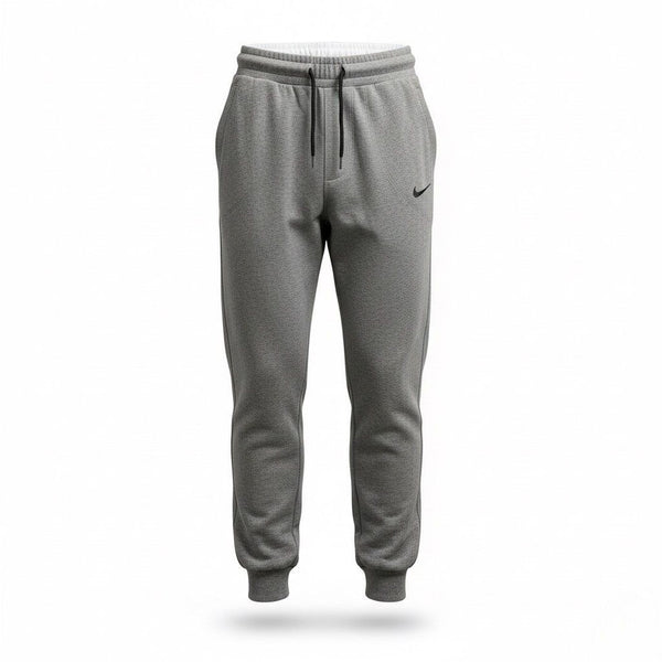 Nike Mens Grey Cotton Joggers With Black Logo & Elastic Cuffs Comfortable Fit