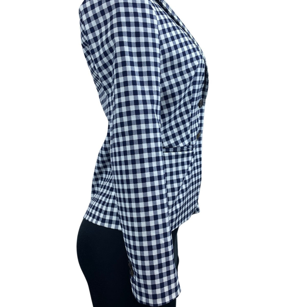 J. Crew Womens Navy Ivory Gingham Blazer XS Polyester Classic Style New